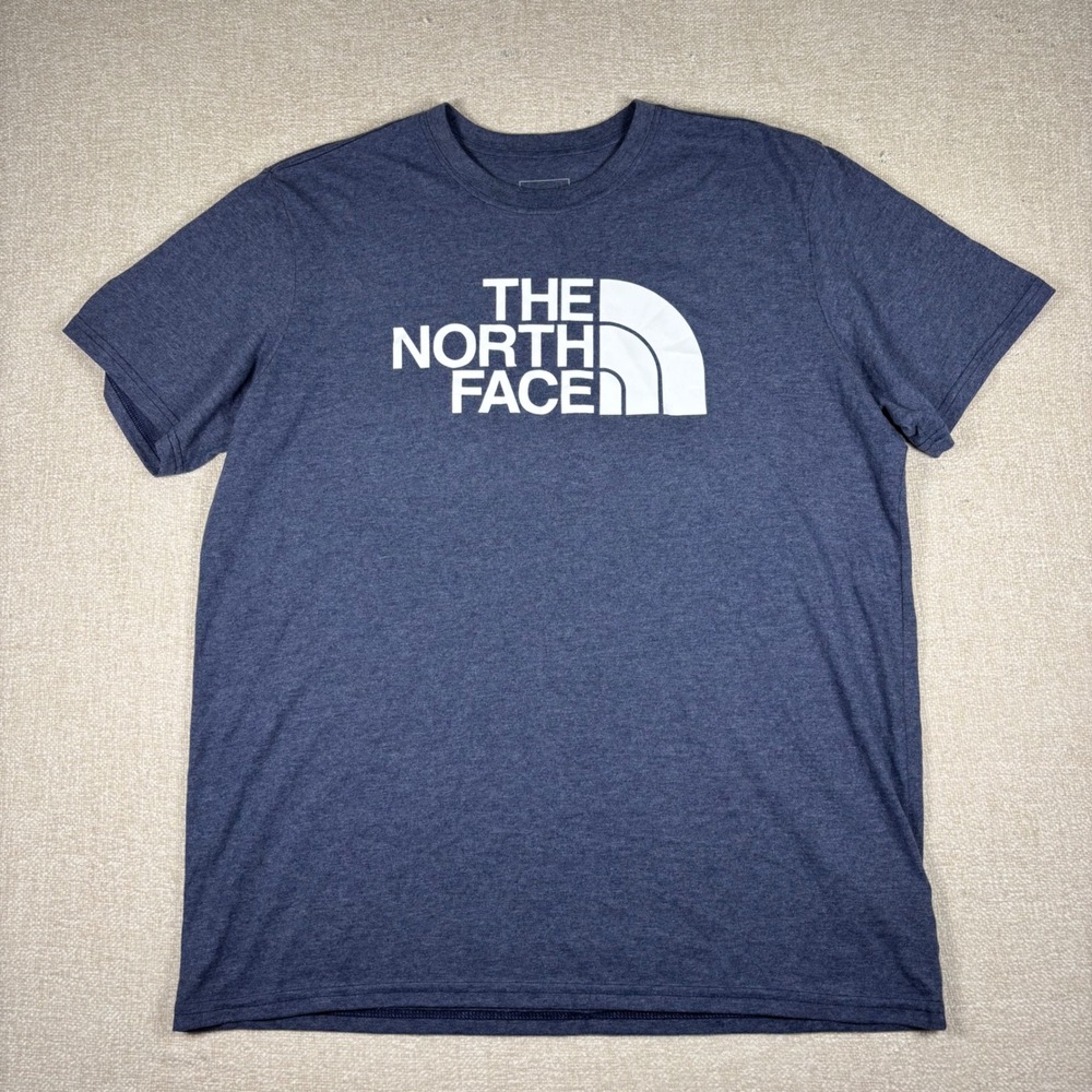 The North Face Mens XL Navy Blue Heathered Graphic Logo T-Shirt Short Sleeve